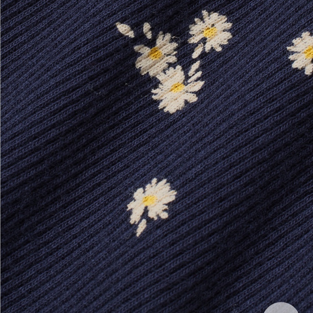 SKIMS Cotton Rib Tank Top in Navy Daisy Print size Large - Picture 2 of 9